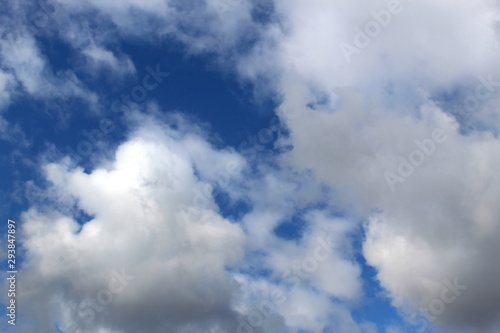 blue sky with white clouds on a summer day