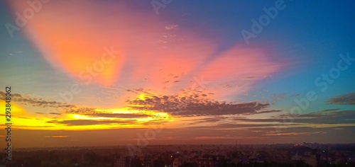 sunset over the city panoramaic
