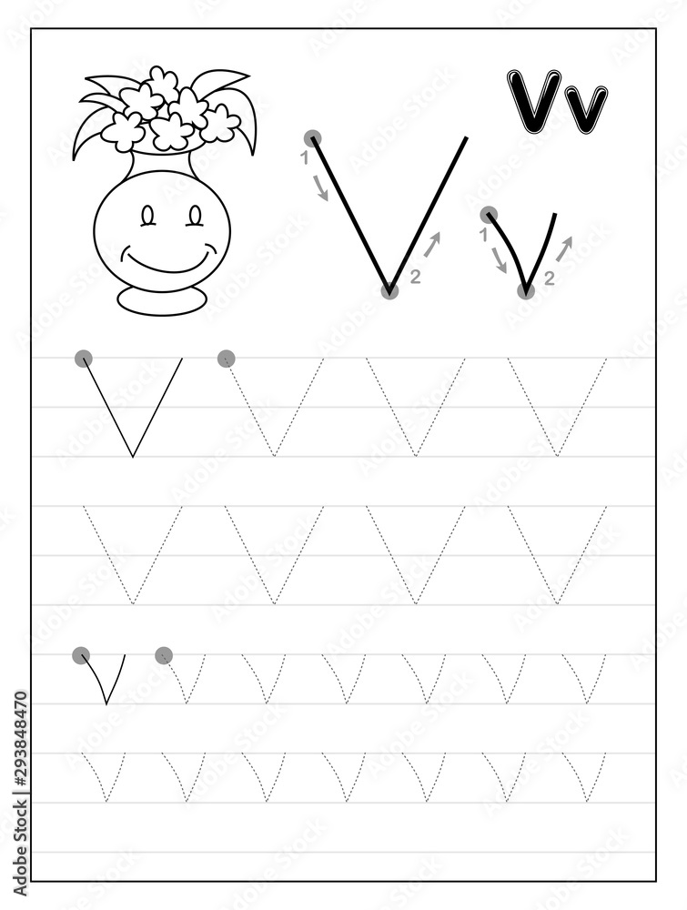 Letter V Tracing Worksheets