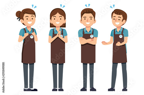 Store clerk be happy to after some success commission work. Pleasure in receiving welfare and care.