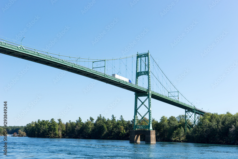 Detail of the Thousand Islands Bridge across St. Lawrence River. This bridge connects New York State in USA and Ontario in Canada Detail of the Thousand Islands Bridge across St. Lawrence River. This bridge connects New York State in USA and Ontario in Canada