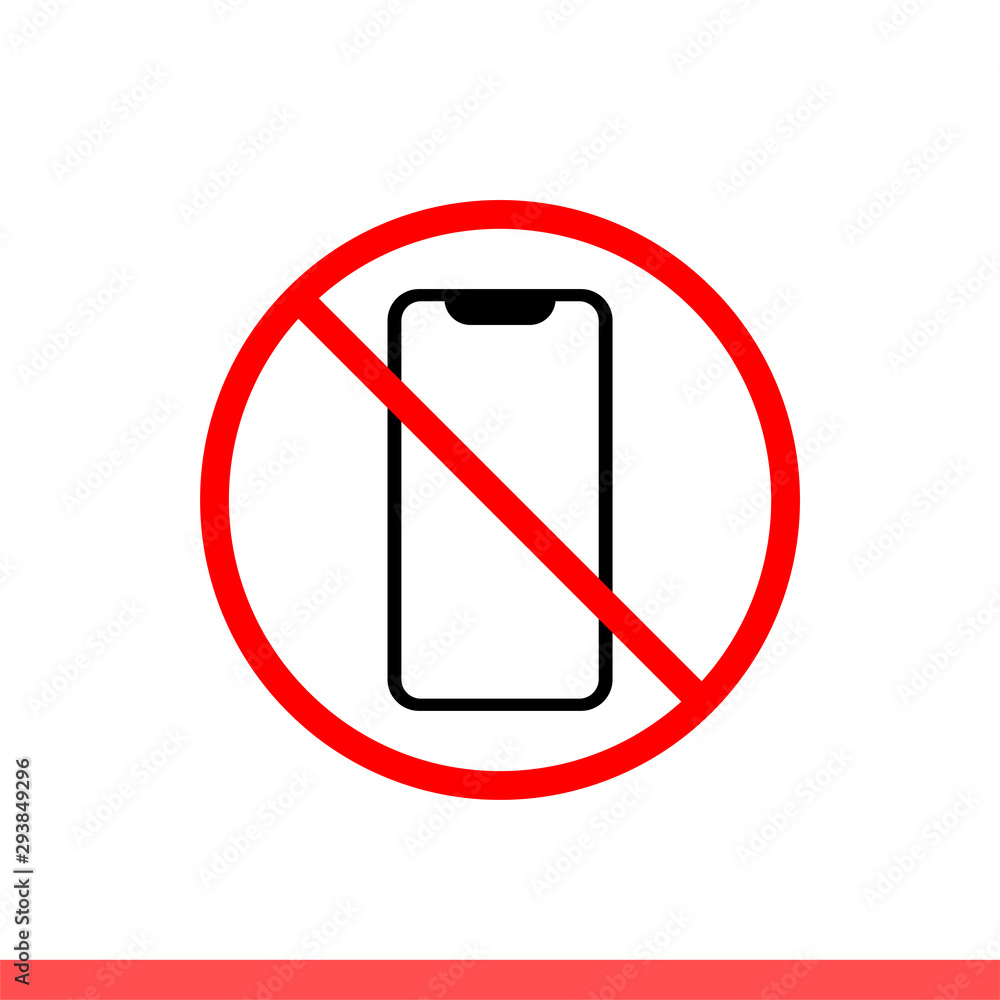 No phone icon in modern flat design isolated on white background, forbidden smartphone vector illustration for web site or mobile app No phone icon in modern flat design isolated on white background, forbidden smartphone vector illustration for web site or mobile app