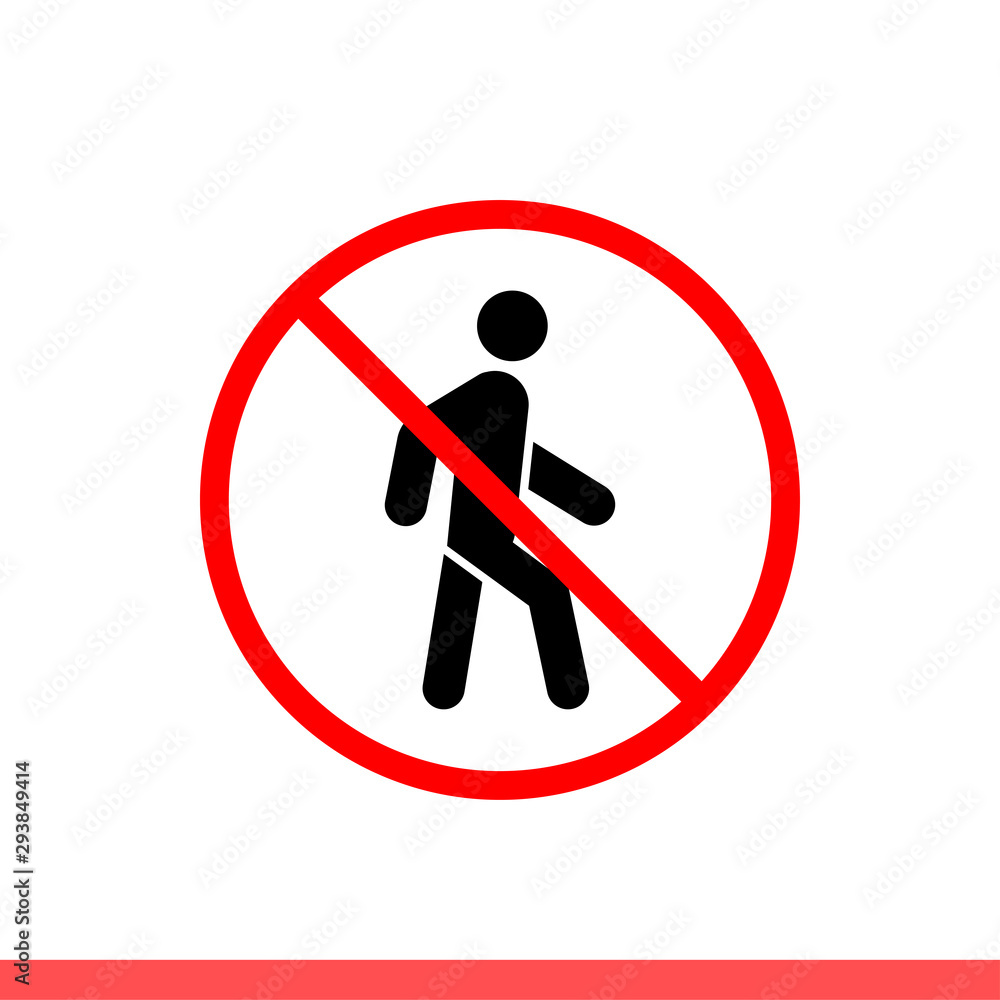 No walk icon in modern flat design isolated on white background, forbidden pedestrian vector illustration for web site or mobile app No walk icon in modern flat design isolated on white background, forbidden pedestrian vector illustration for web site or mobile app