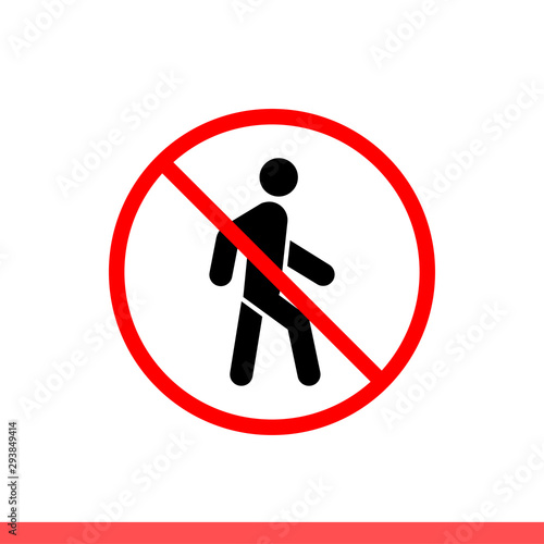 No walk icon in modern flat design isolated on white background, forbidden pedestrian vector illustration for web site or mobile app