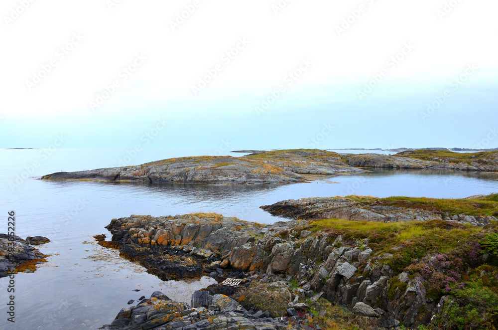 Rocky Fjord Landscape Next to the Ocean Atlantic Road