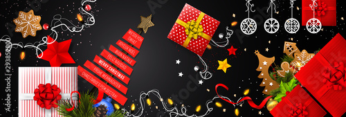 Merry Christmas Greeting Card with Different Languages (Joyeux Noël, Frohe Weihnachten, Buon Natale, Feliz Navidad, Счастливого рождества!, and Wesołych Świąt).
