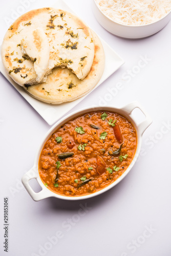 Red Lentil Cooked Dal or Dhal or Masoor daal tadka, selective focus