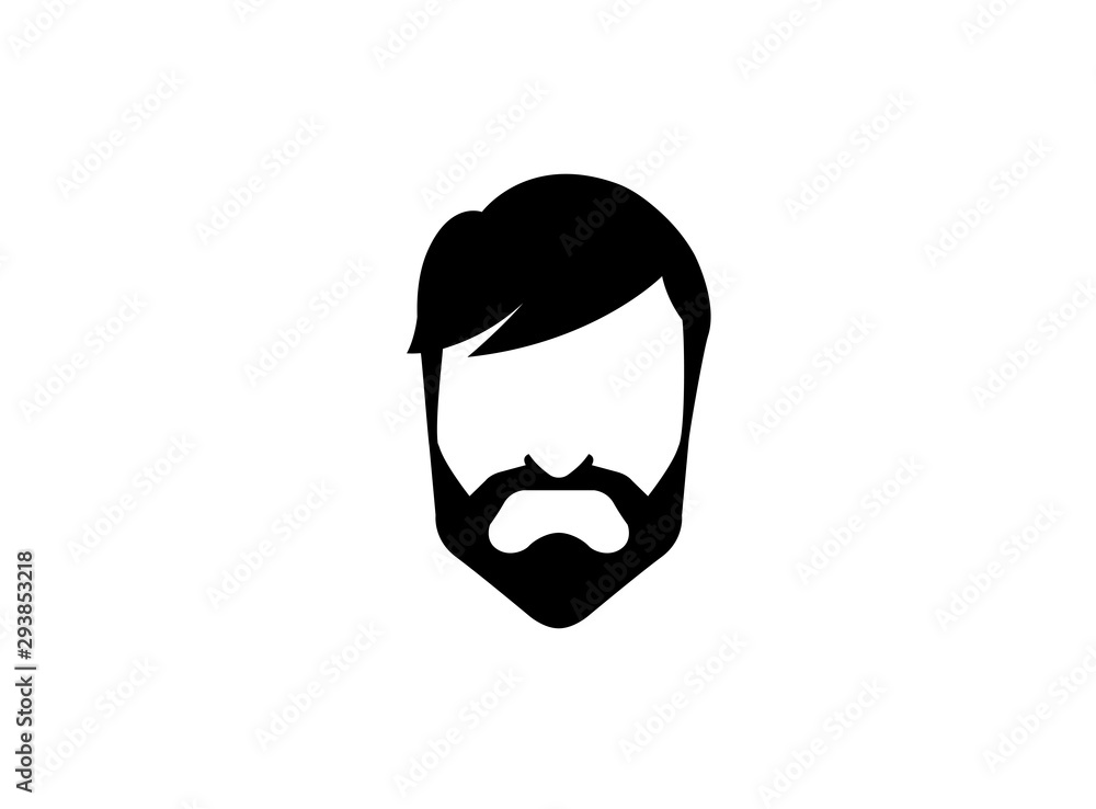 hair Beard and mustache of an elegant gentleman for logo design illustration hairdresser on white background