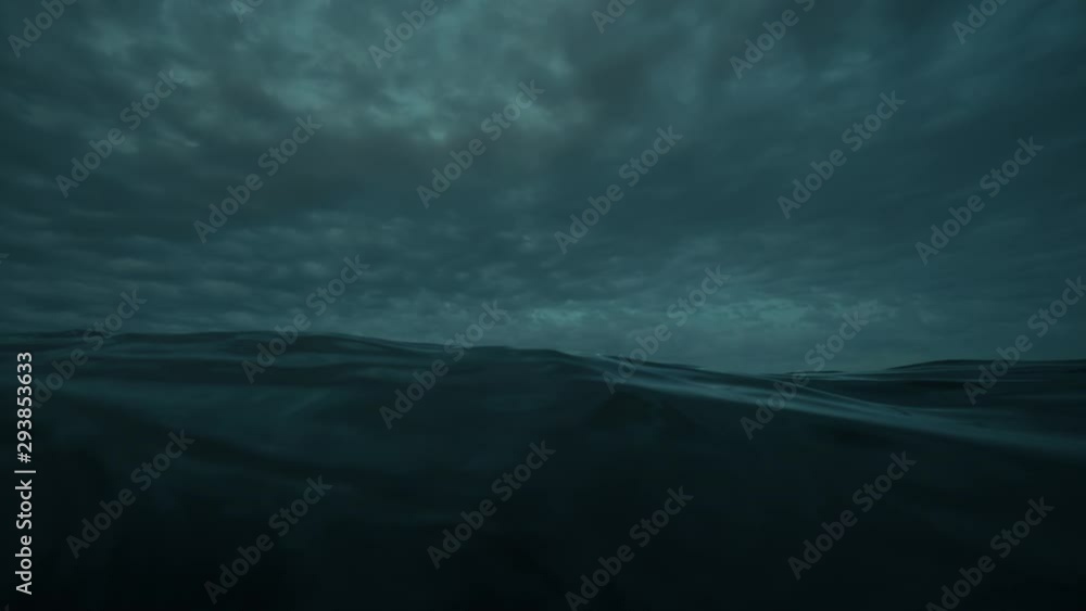 Sea or ocean wave close up, low angle view, slow motion shot. Dark exotic background Sea or ocean wave close up, low angle view, slow motion shot. Dark exotic background