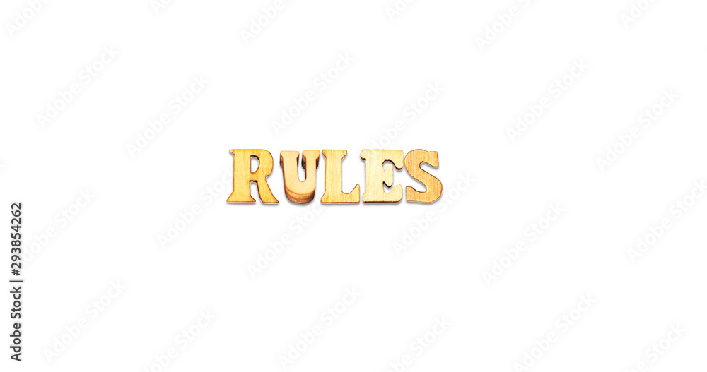 Obraz premium rules concept composed with wooden letters
