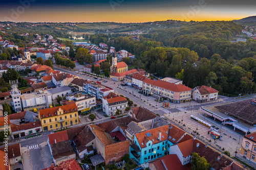 Daruvar in the morning from the air 