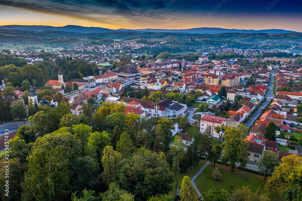 Daruvar in the morning from the air 