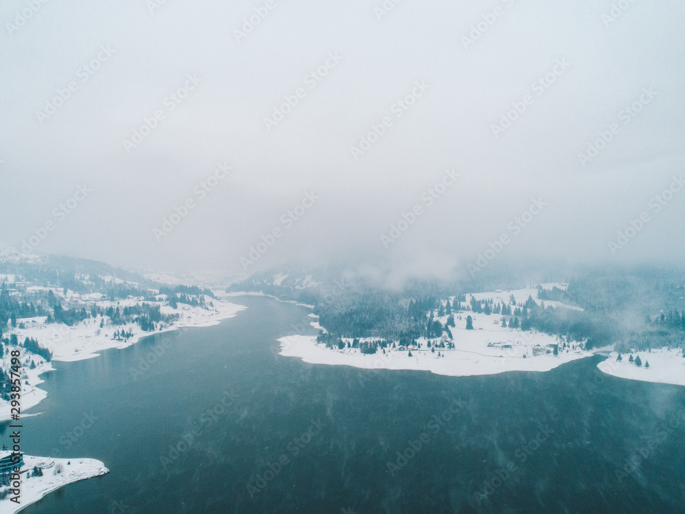 Mountain lake in winter