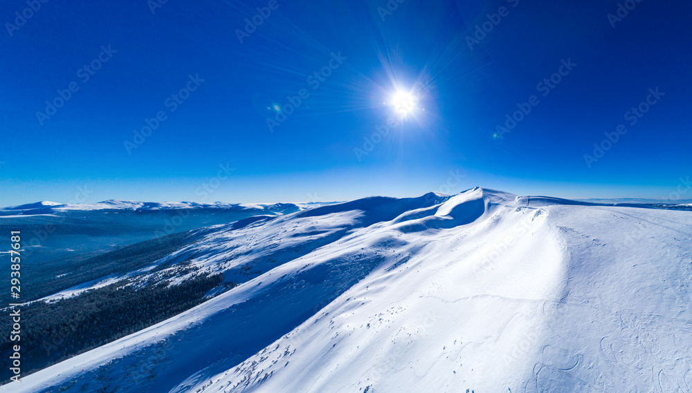 Fabulous view of the sunny winter slope Fabulous view of the sunny winter slope