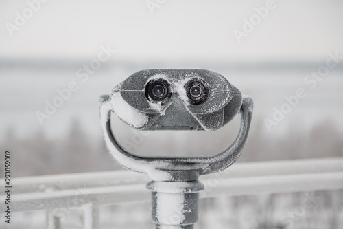frozen metal binoculars photo