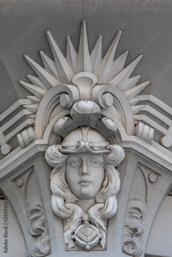Ornate facade of an art nouveau building in Riga, Latvia, Baltic States, Europe