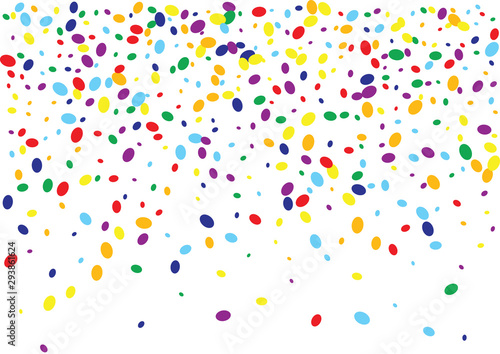 Festive colorful ellipse confetti background. Rectangle vector texture for holidays, postcards, posters, websites, carnivals, birthday and children's parties. Cover mock-up.