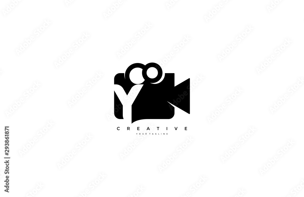 Letter Y video camera logo design simple minimalist Stock Vector