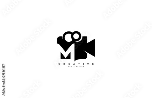 Letter M video camera logo design simple minimalist