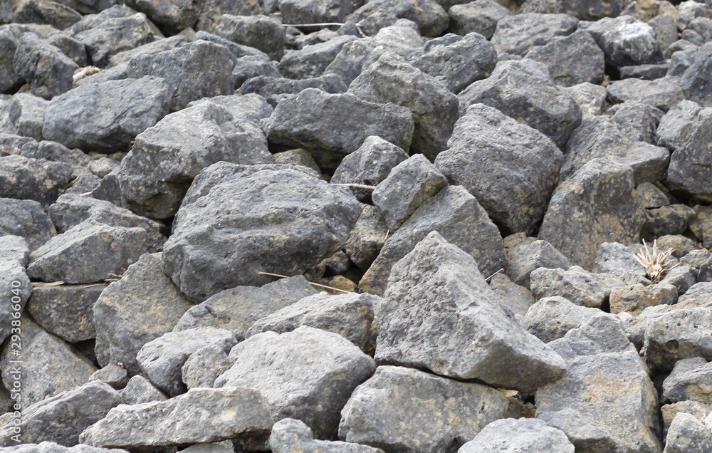 A close view of the pile of rock surface textures.