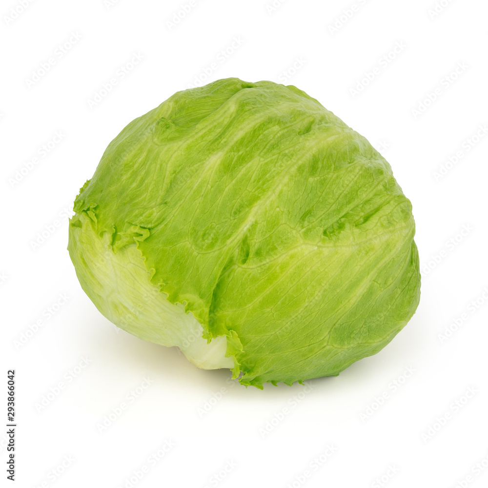 Green iceberg lettuce on a white background. Green iceberg lettuce on a white background.