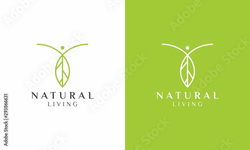 Clean logo design of nature live and healthy living with white background - EPS10 - Vector.