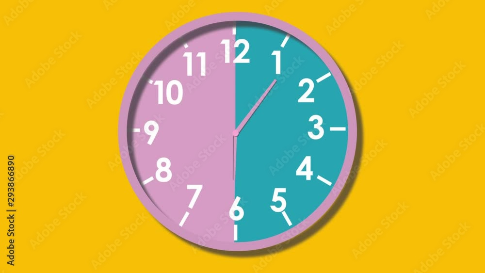 3D animated round clock wall. Pastel colors concept. Speed time emocional stress. Pop art design. Minimal style. 60,s 70`s model 3D animated round clock wall. Pastel colors concept. Speed time emocional stress. Pop art design. Minimal style. 60,s 70`s model
