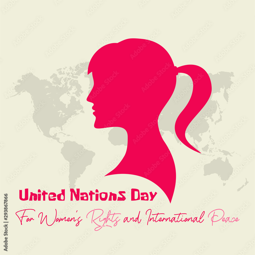 United Nations Day for Women's Right and International Peace, a silhouette woman with pigtails