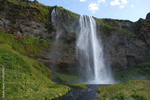 Seljalandsfoss waterfall in Iceland with river © cessnagirl