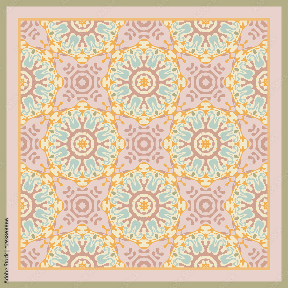 Creative color abstract geometric pattern, vector seamless, can be used for printing onto fabric, interior, design, textile. Scarf design.