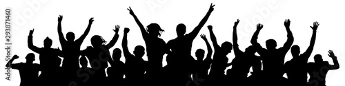 Crowd cheer. People celebrate silhouette. People at a disco party concert