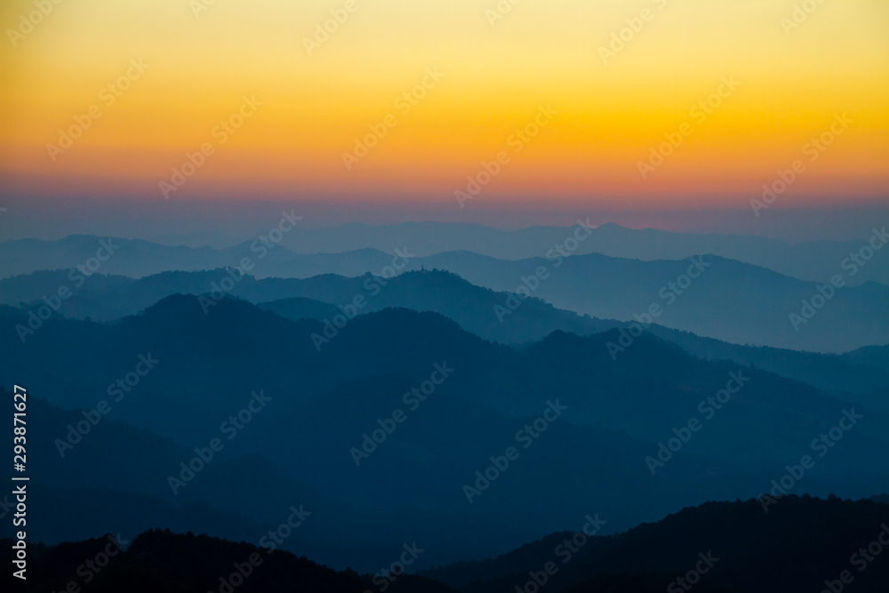 sunset in mountains