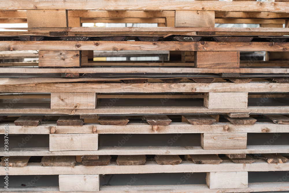 Cargo pallets. Unloading goods in a supermarket. Cargo pallets. Unloading goods in a supermarket.