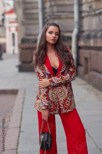 Woman in colorful red suit © Dmitry Tsvetkov