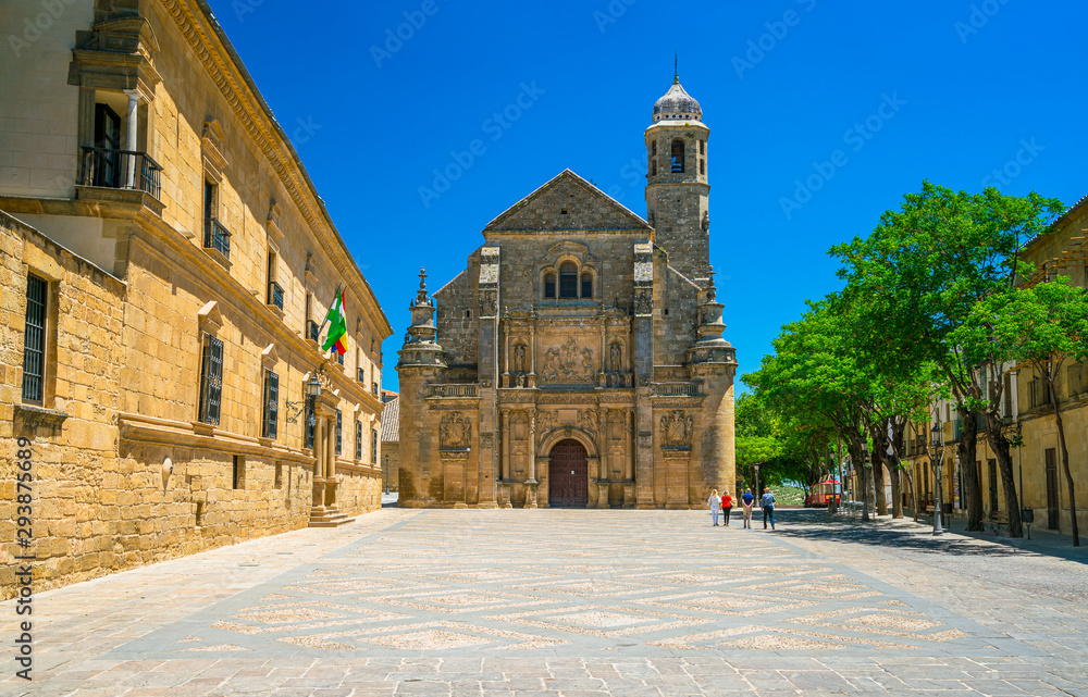 Summer sight in Ubeda with the beautiful church 