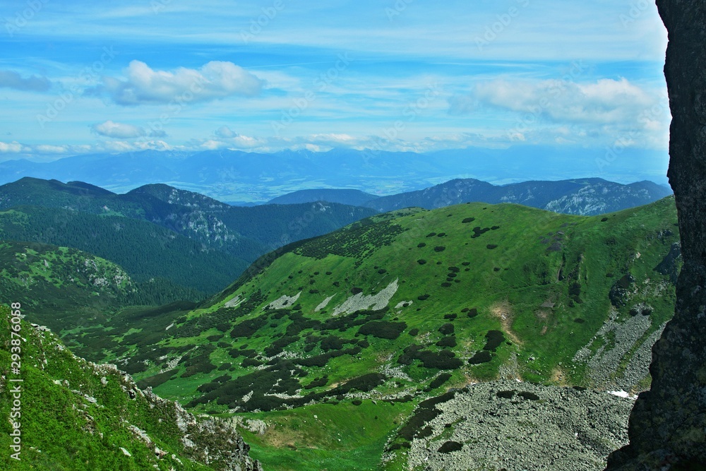 Slovakia-view of the Tatras from the Journey of the Heroes of SNP near Dumbier peak in the Low Tatras