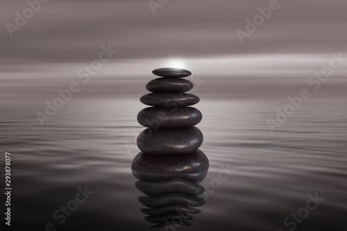Photography Zen stones in the middle of the lake