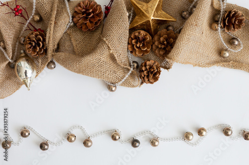 Burlap and Pinecone Banner Background Holiday Collage