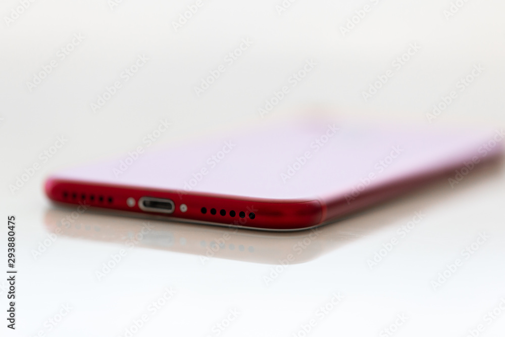 Red Cellphone on White Background Red Cellphone on White Background