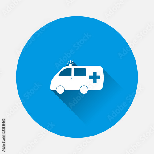 Wallpaper Mural Vector ambulance icon on blue background. Flat image with long shadow. Torontodigital.ca