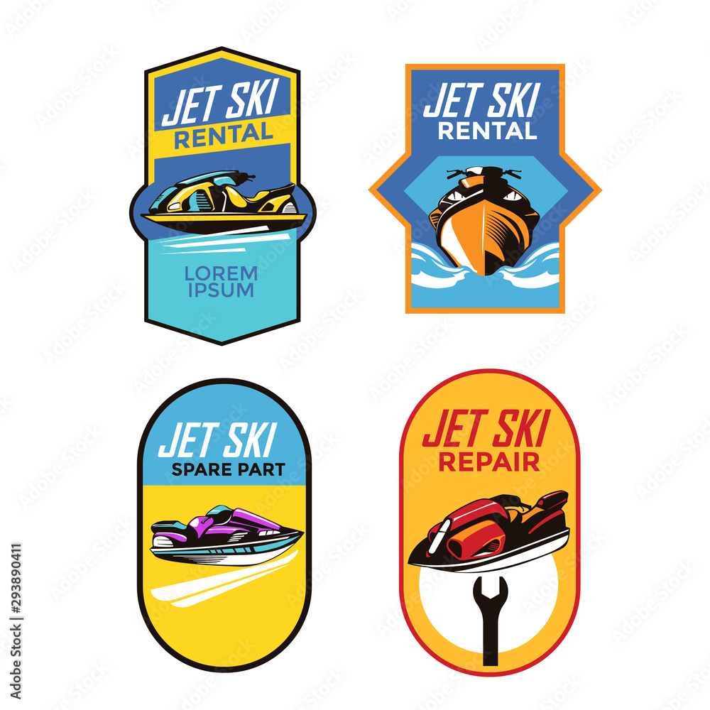 Set of Jet Ski Emblem for Rental and Service 