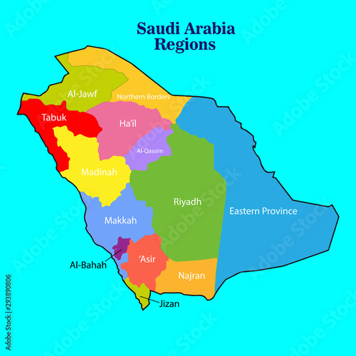 Vector map of Saudi Arabia with regions