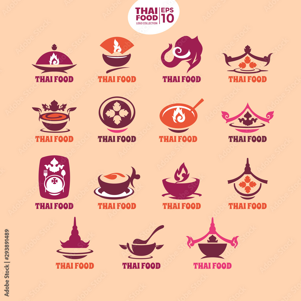 Modern Thai food logo template for culinary business, restaurant and corporate Modern Thai food logo template for culinary business, restaurant and corporate