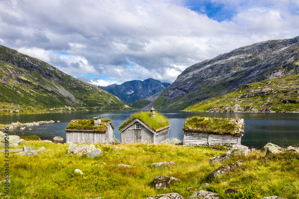 huts by the Gaularfjellet mountain road in Norway huts by the Gaularfjellet mountain road in Norway