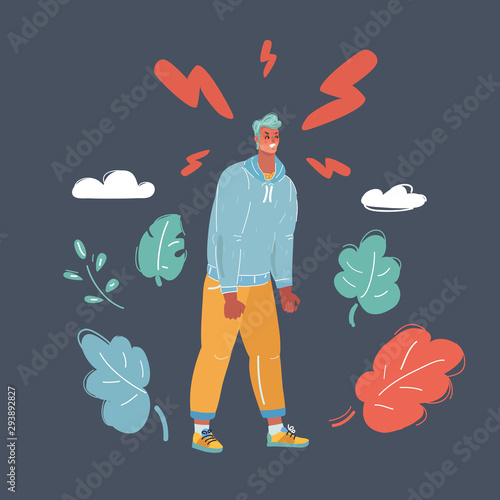 Stress concept. Angry upset stressed man
