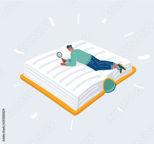 Man lay on big giant book