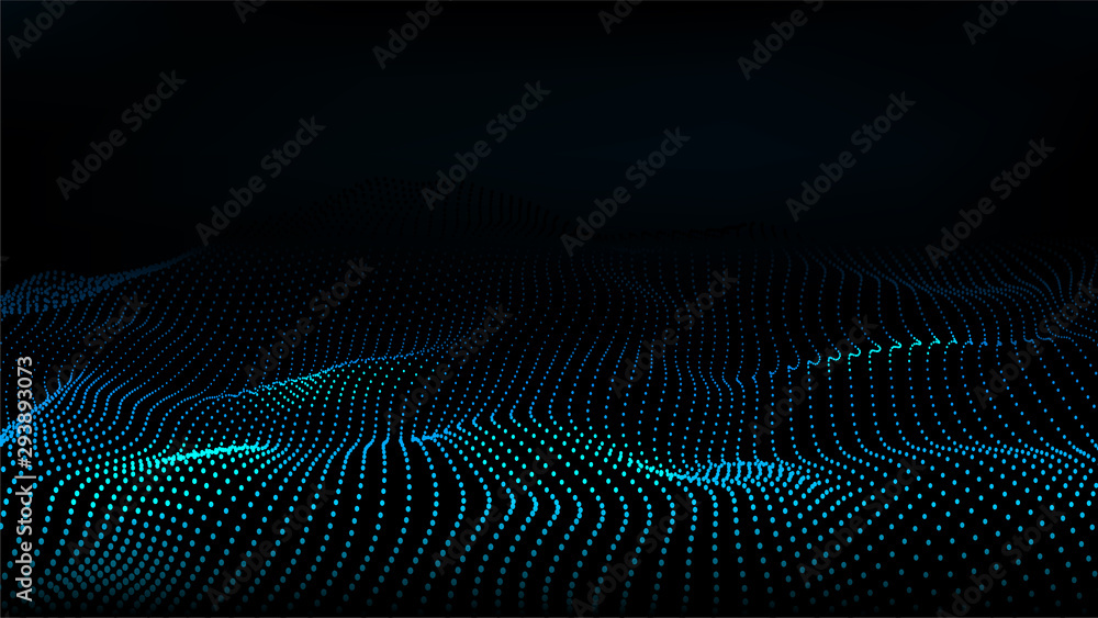 Abstract colour wave dots on black background. 3d. Big data. Network connection. Technology background. Abstract colour wave dots on black background. 3d. Big data. Network connection. Technology background.