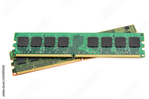 system, main memory, random access memory, computer detail, close-up, high resolution, isolated on white background