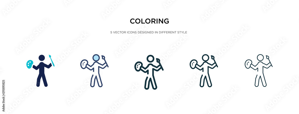 coloring icon in different style vector illustration. two colored and black coloring vector icons designed in filled, outline, line and stroke style can be used for web, mobile, ui