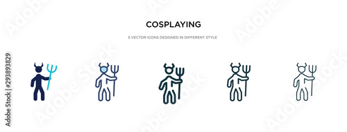 cosplaying icon in different style vector illustration. two colored and black cosplaying vector icons designed in filled, outline, line and stroke style can be used for web, mobile, ui